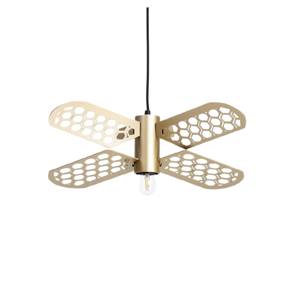 Lampa wisząca z metalowymi panelami w kształcie ula
