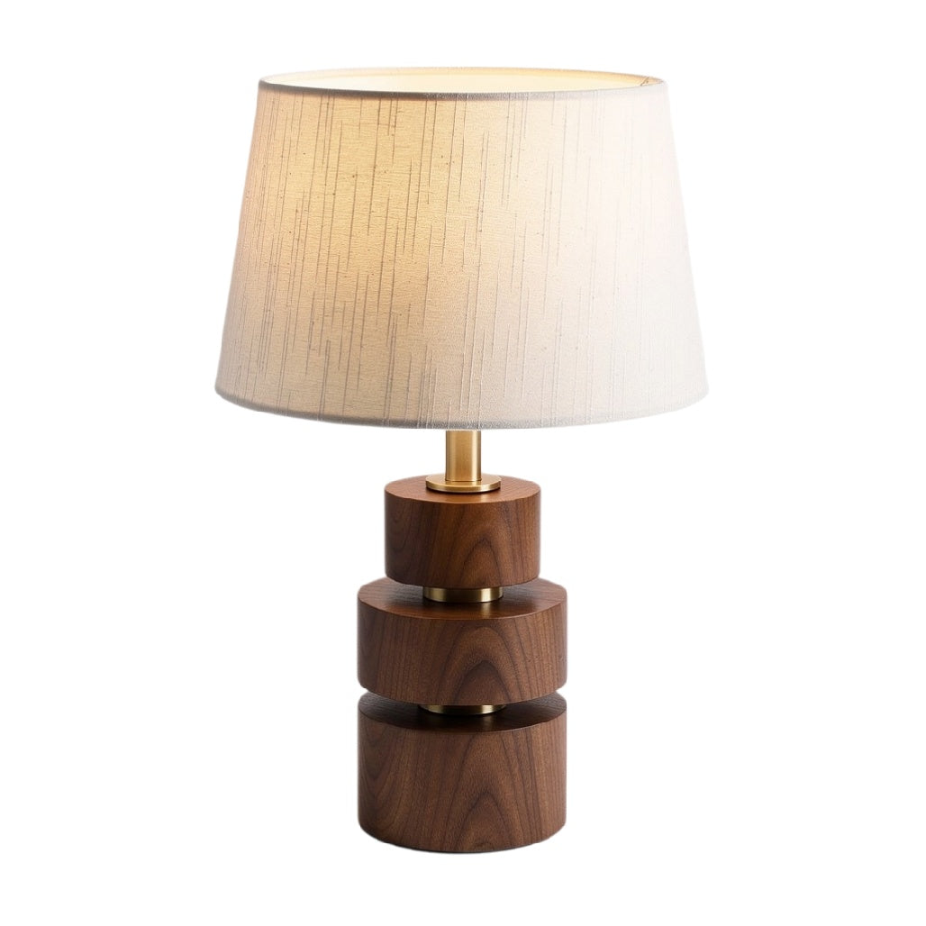 Lampa stołowa z drewna z abażurem