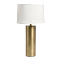 Lampa stołowa w stylu nowoczesnym z metalowym trzonem w kolorze złotym